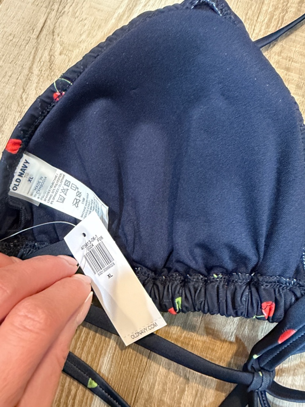 Old Navy BNWT Cherry Bikini and Cover-up, Navy Blue, Top-XL, Bottoms-L - Picture 3 of 7